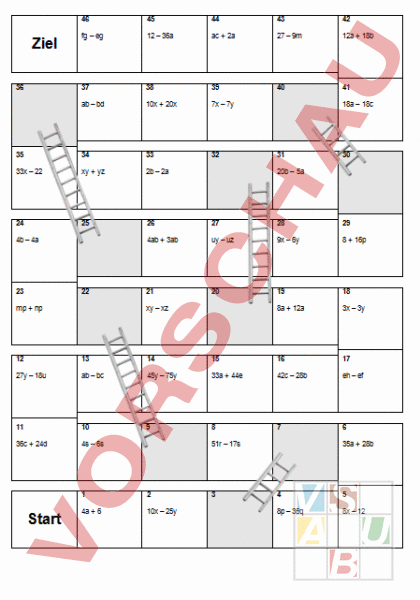 Arbeitsblatt: Leiterlispiel Ausklammern - Mathematik - Anderes Thema