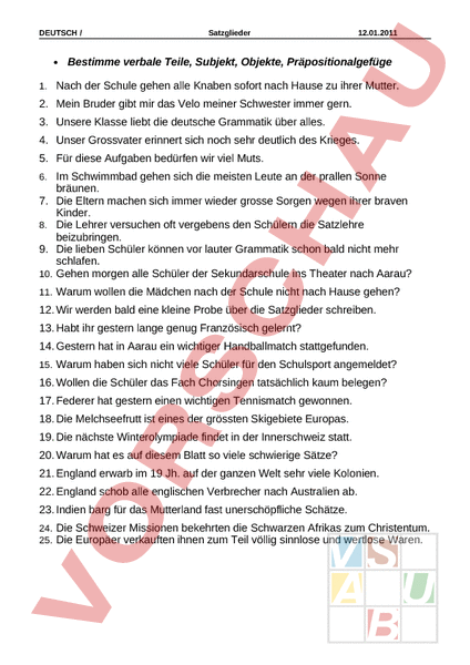 Satzglieder kennenlernen