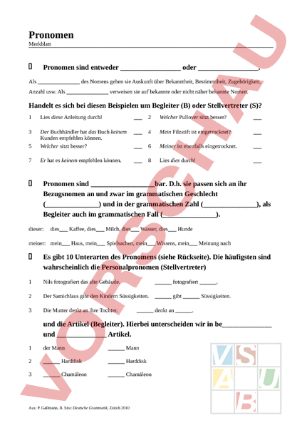 www.unterrichtsmaterial.ch - Deutsch - Grammatik - Merkblatt Pronomen
