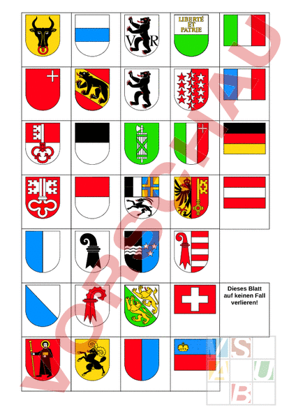 Arbeitsblatt: wappen CH - Geographie - Schweiz
