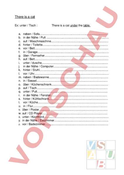 Arbeitsblatt: Prepositions and house - Englisch - Grammatik