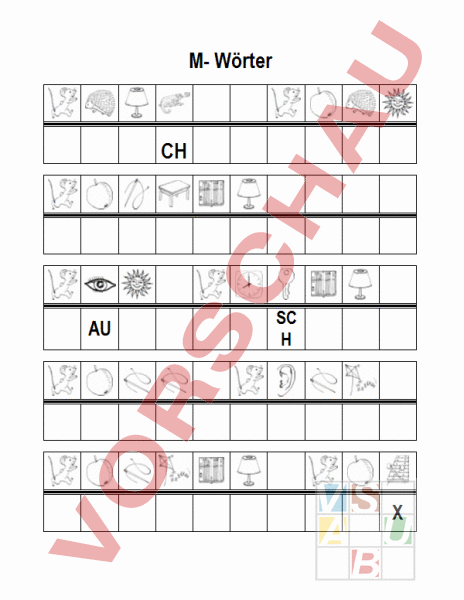 Arbeitsblatt: M-Wörter - Deutsch - Erstlesen