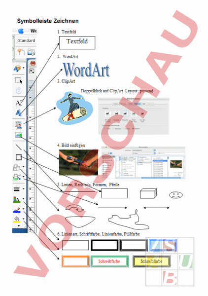 Arbeitsblatt: Symbolleiste Zeichnen - Informatik - Textverarbeitung