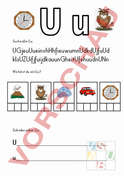 Arbeitsblatt: U,u - Deutsch - Erstlesen