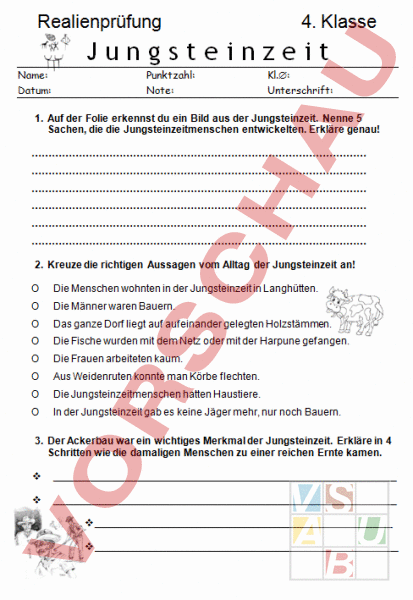 Arbeitsblatt Jungsteinzeit Test Geschichte Altertum