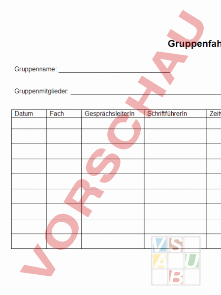 Arbeitsblatt: Gruppenfahrplan und Gruppenarbeitsregeln - Diverses ...