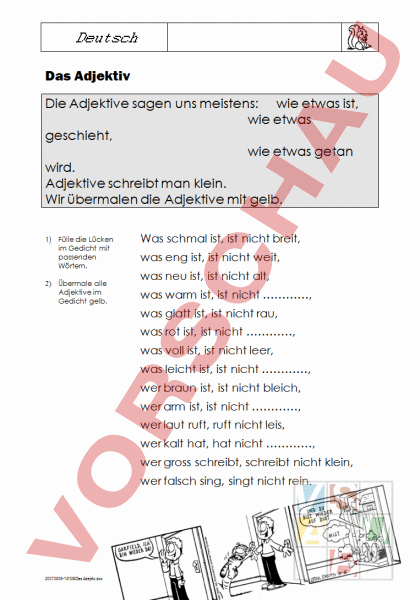 Arbeitsblatt: Adjektive Eigenschaften - Deutsch - Grammatik