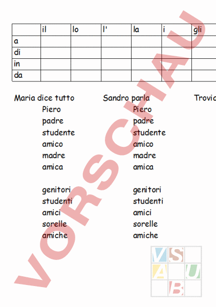 Arbeitsblatt: präpositionen - Italienisch - Grammatik