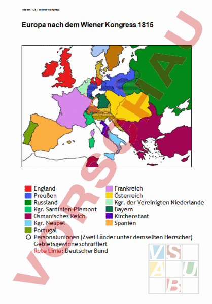 Arbeitsblatt: Europa nach dem Wiener Kongress 1815 - Geschichte - Neuzeit