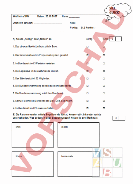 Arbeitsblatt: Organisation Schweizer Politik - Geschichte ...