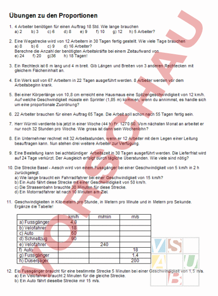 Arbeitsblatt: Proportionen Prüfung - Mathematik ...