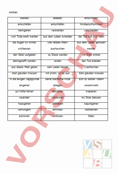 Arbeitsblatt: Synonyme - Deutsch - Wortschatz