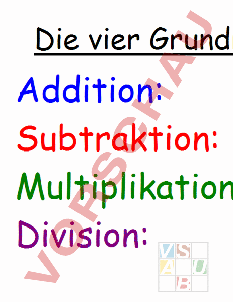 Arbeitsblatt: vier Grundrechenarten - Mathematik - Anderes Thema