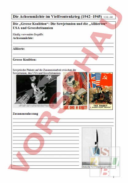 Arbeitsblatt Die Achsenmächte im Vielfrontenkrieg 19421945