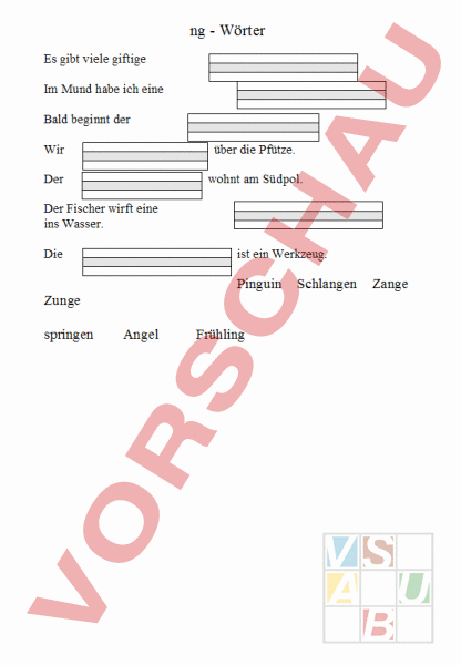 Arbeitsblatt: ng - Deutsch - Erstlesen