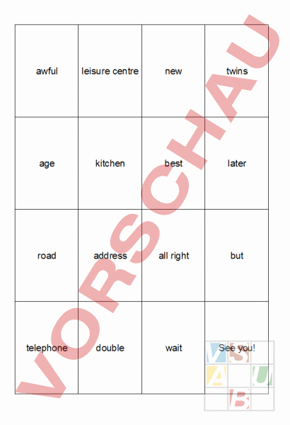 Arbeitsblatt: Memory - Englisch - Wortschatz