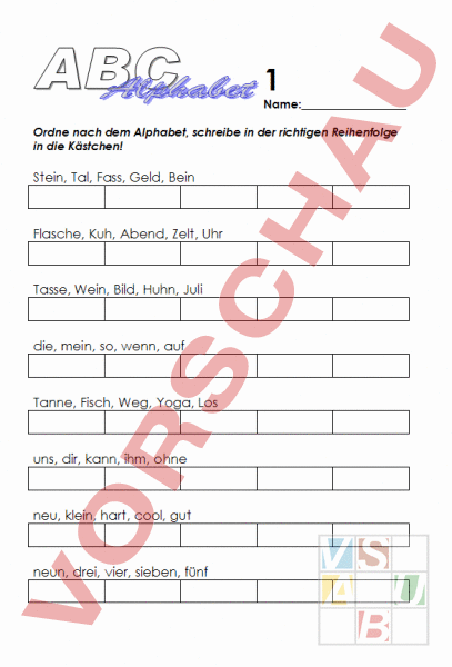 Abc Ordnen Arbeitsblätter – Wörter Alphabetisch Sortieren Arbeitsblatt