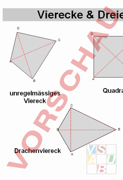 Arbeitsblatt: Vierecke & Dreiecke - Geometrie - Körper / Figuren
