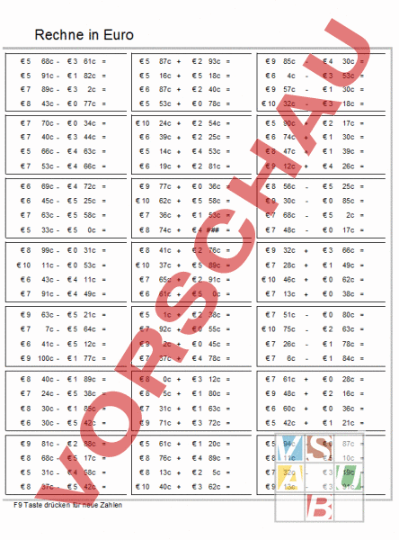 Arbeitsblatt: Rechne in Euro und Cent - Mathematik ...