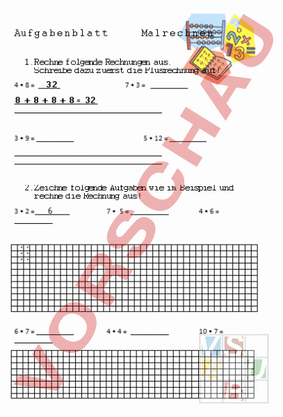Arbeitsblatt: Einführung Multiplikation - Mathematik - Multiplikation