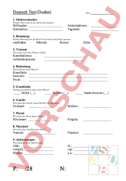 Arbeitsblatt: Test Duden - Deutsch - Anderes Thema