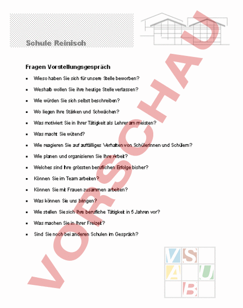 Arbeitsblatt: Fragen Vorstellungsgespräch - Lebenskunde - Anderes Thema