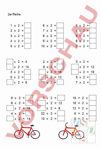2er Reihe Arbeitsblatt
 Arbeitsblatt 2er Reihe Mathematik Multiplikation