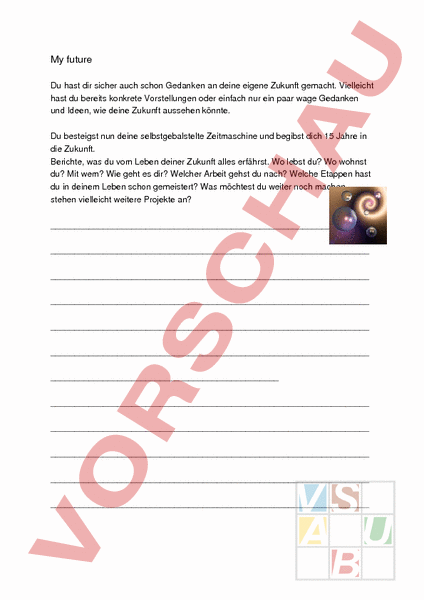 Arbeitsblatt: my future - Deutsch - Texte schreiben