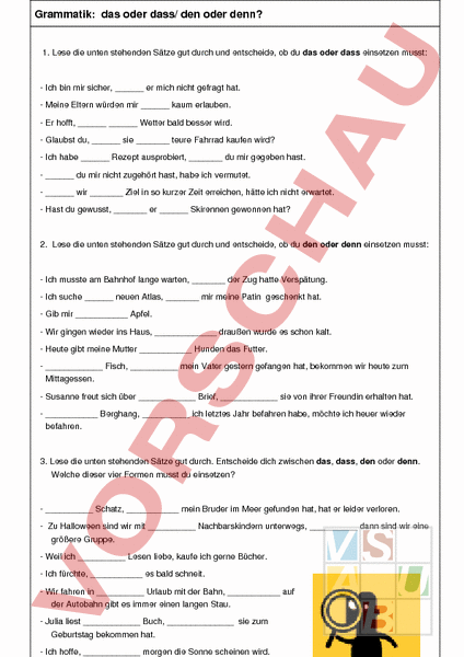 Arbeitsblatt: Grammatik 4. Klasse - Deutsch - Grammatik