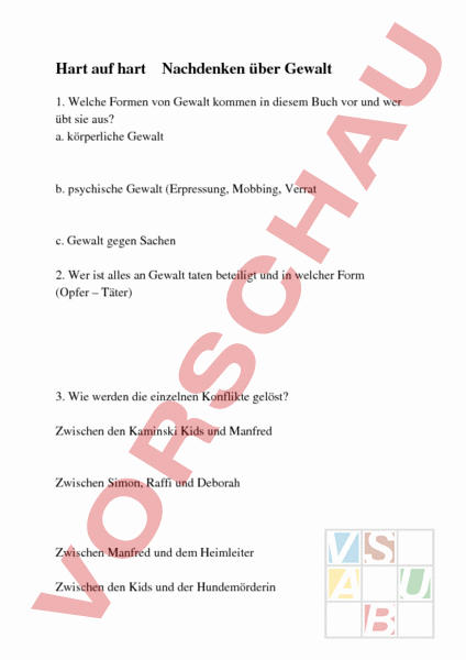 Arbeitsblatt Kaminski Kids Hart Auf Hart Deutsch Textverstandnis