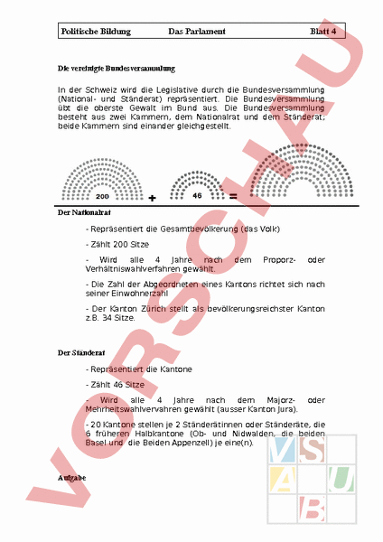 Arbeitsblatt: Die Bundesversammlung - Geschichte - Politik