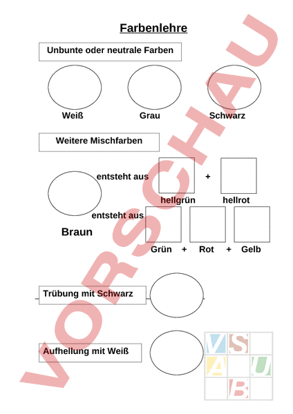 Arbeitsblatt: Farbenlehre 2 - Bildnerisches Gestalten - Farbe