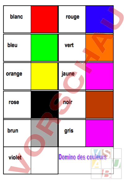 Arbeitsblatt: Farbenmemory - Französisch - Wortschatz
