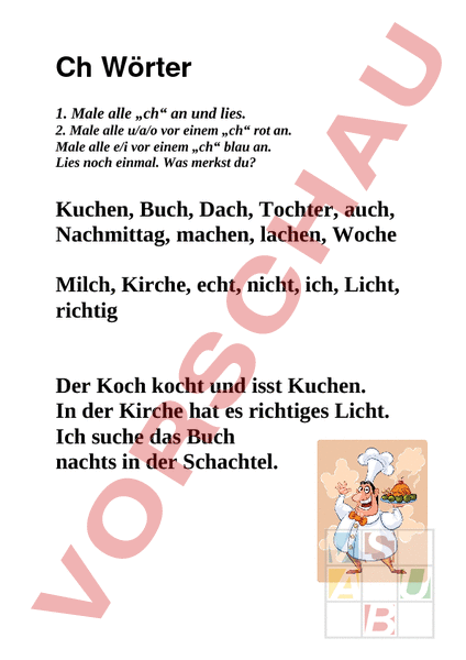 Arbeitsblatt: Ch-Wörter - Deutsch - DaZ