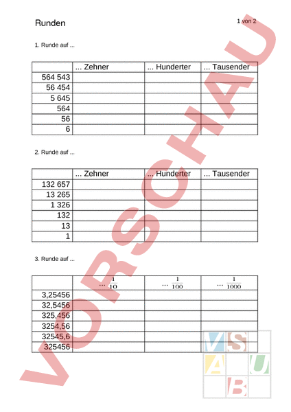 Arbeitsblatt: Runden - Mathematik - Repetition