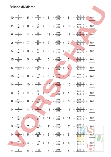 Brüche Dividieren Arbeitsblatt
 Arbeitsblatt Brüche divi ren Mathematik Brüche Dezimalzahlen