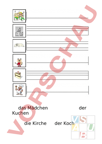 Arbeitsblatt: Wörter mit ch - Deutsch - Erstlesen