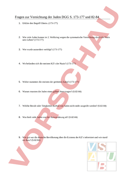 Arbeitsblatt: Fragen zum 2. Weltkrieg - Geschichte - Neuzeit