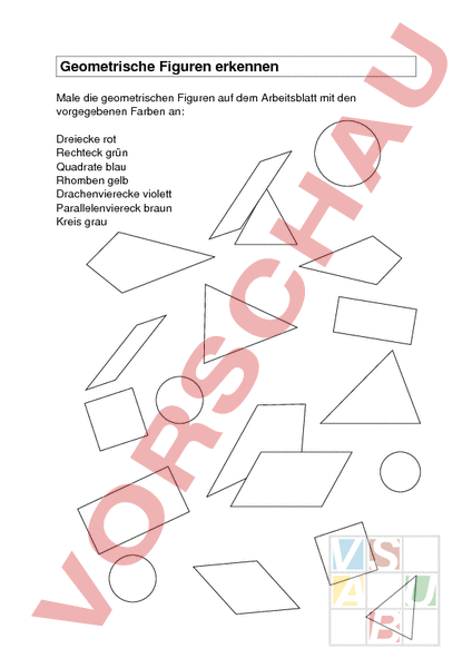 Arbeitsblatt: Geometrische Figuren erkennen - Geometrie - Körper / Figuren