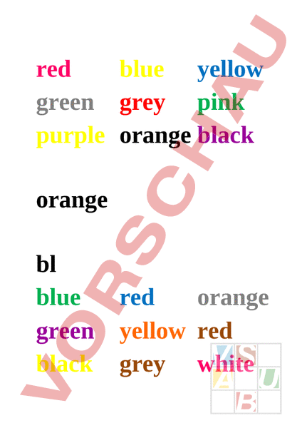 Arbeitsblatt Farben Englisch Wortschatz