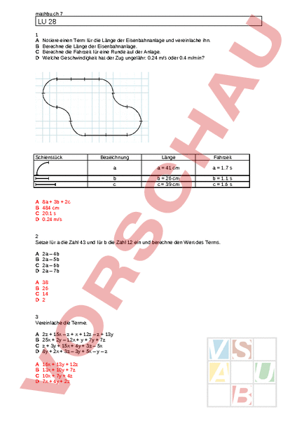 Arbeitsblatt: Repetition LU 28 - Mathematik - Gemischte Themen