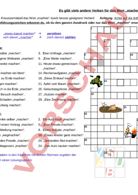 Arbeitsblatt Wortfeld Machen Deutsch Wortschatz