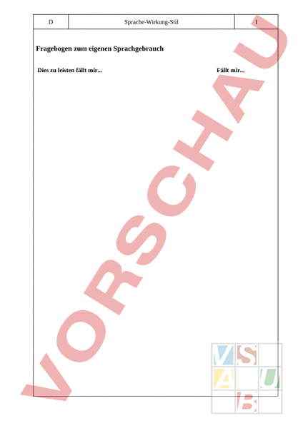 Arbeitsblatt: Sprachgebrauch - Deutsch - Anderes Thema