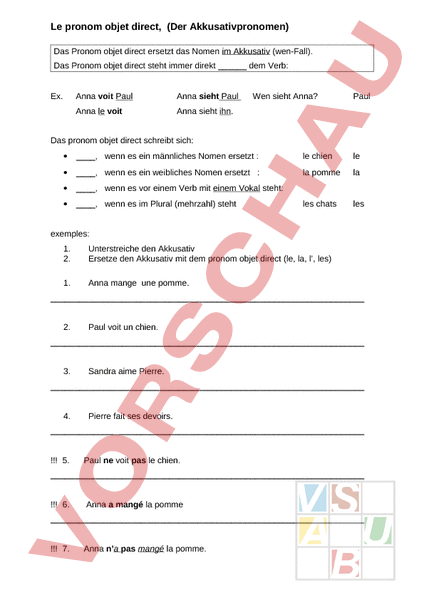 Arbeitsblatt: cod theorie - Französisch - Grammatik