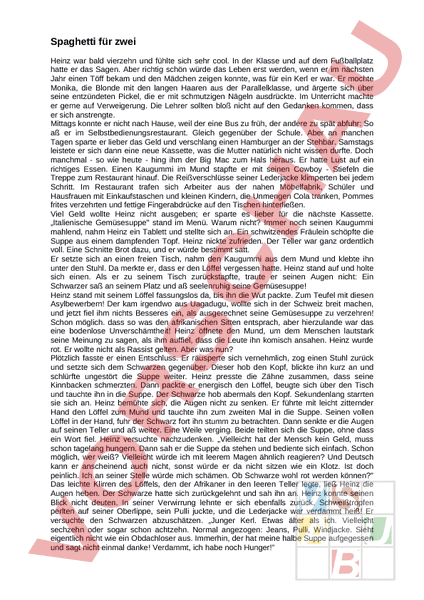 Arbeitsblatt: Inhaltsangabe - Deutsch - Texte schreiben