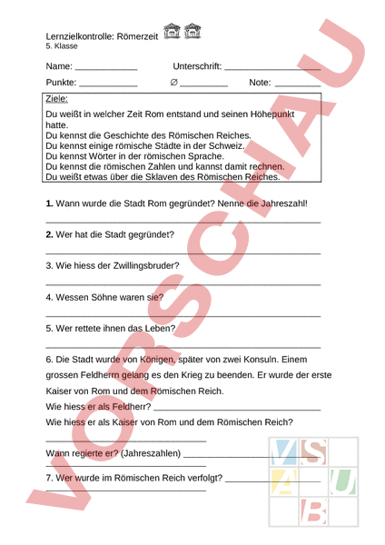 Arbeitsblatt Lzk Romerzeit Geschichte Altertum