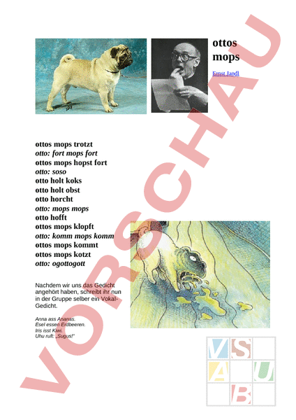 Arbeitsblatt: Vokalgeschichte - Otto's Mops - Deutsch - Texte schreiben