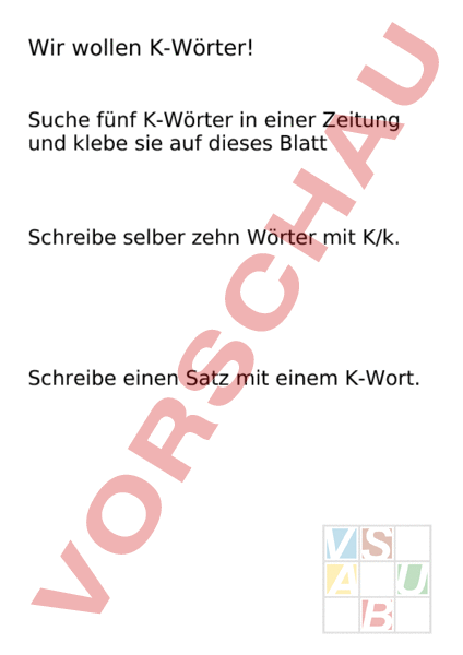  Arbeitsblatt: Wörter mit K - Deutsch - Anderes Thema Motiv 