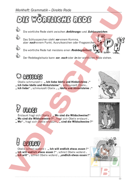 Arbeitsblatt: Wörtliche Rede - Regeln - Deutsch - Grammatik