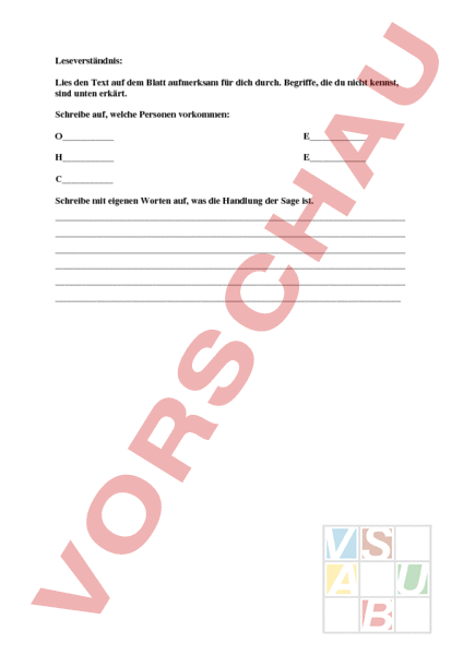 Arbeitsblatt: Leseverständnis - Deutsch - Textverständnis